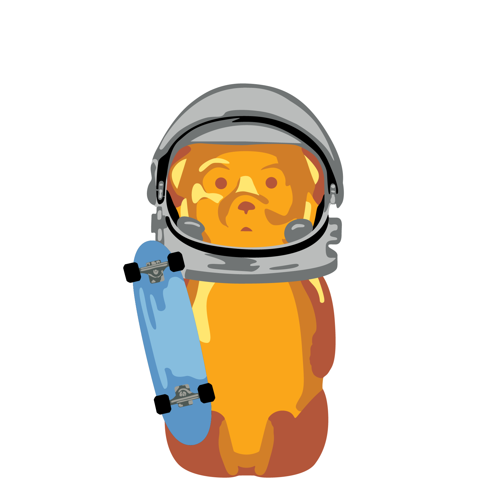 Astronaut Helmet Blue Skateboard Bear